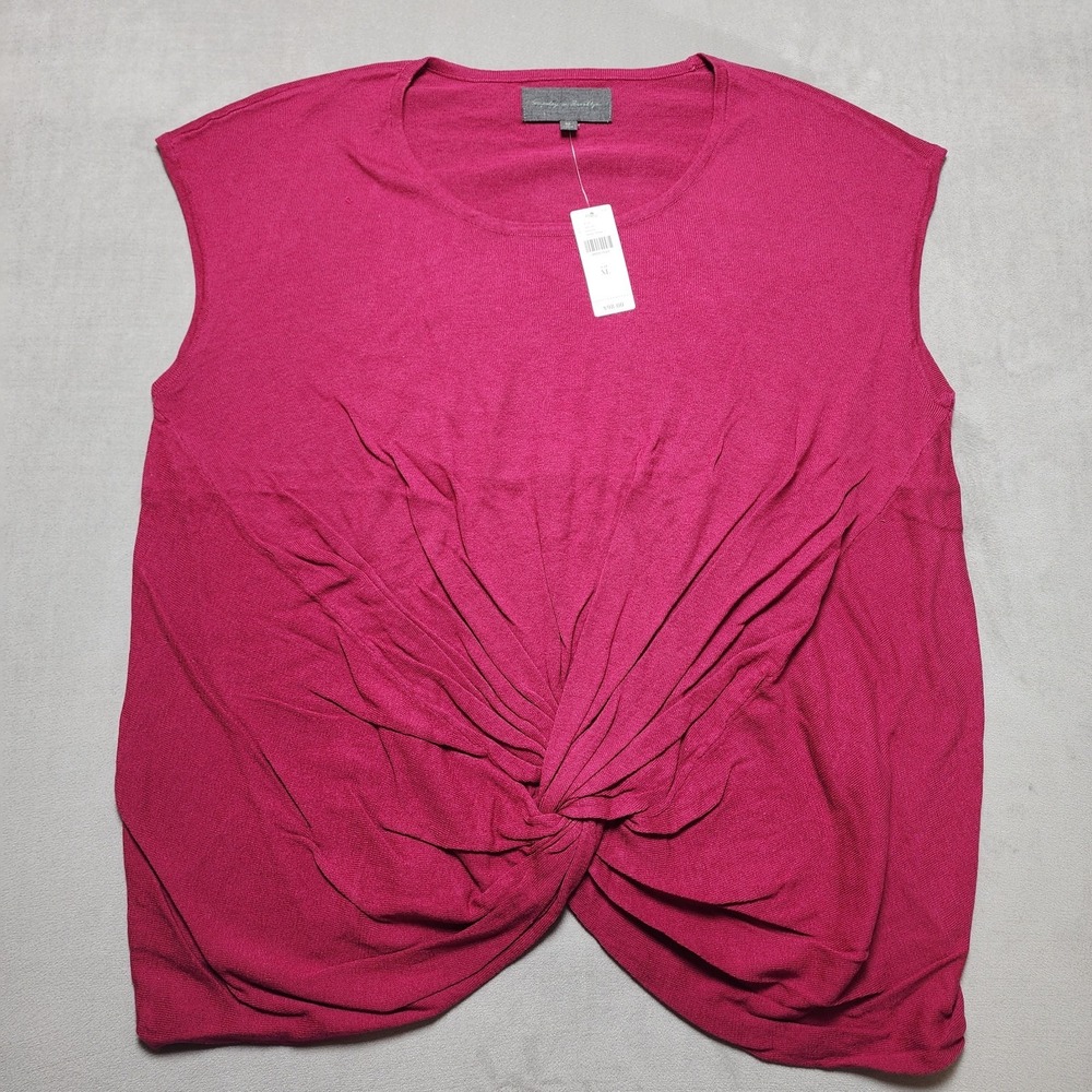NWT Anthropologie Women's Size X-Large‎ Raspberry Knot Twist Hem Shirt Top